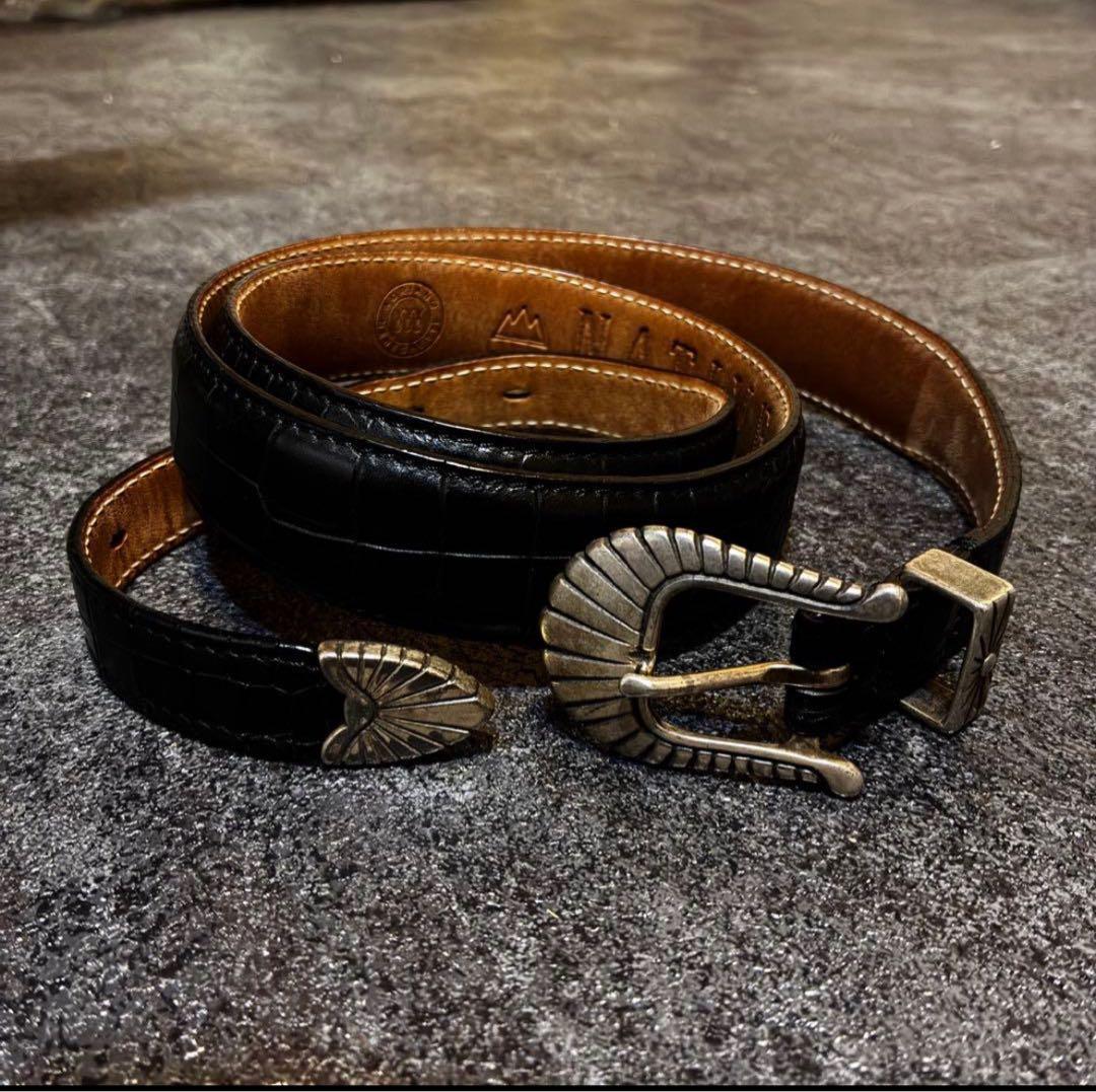 ADRIANO MENEGHETTI レザーベルト 95 ウエスタンベルト