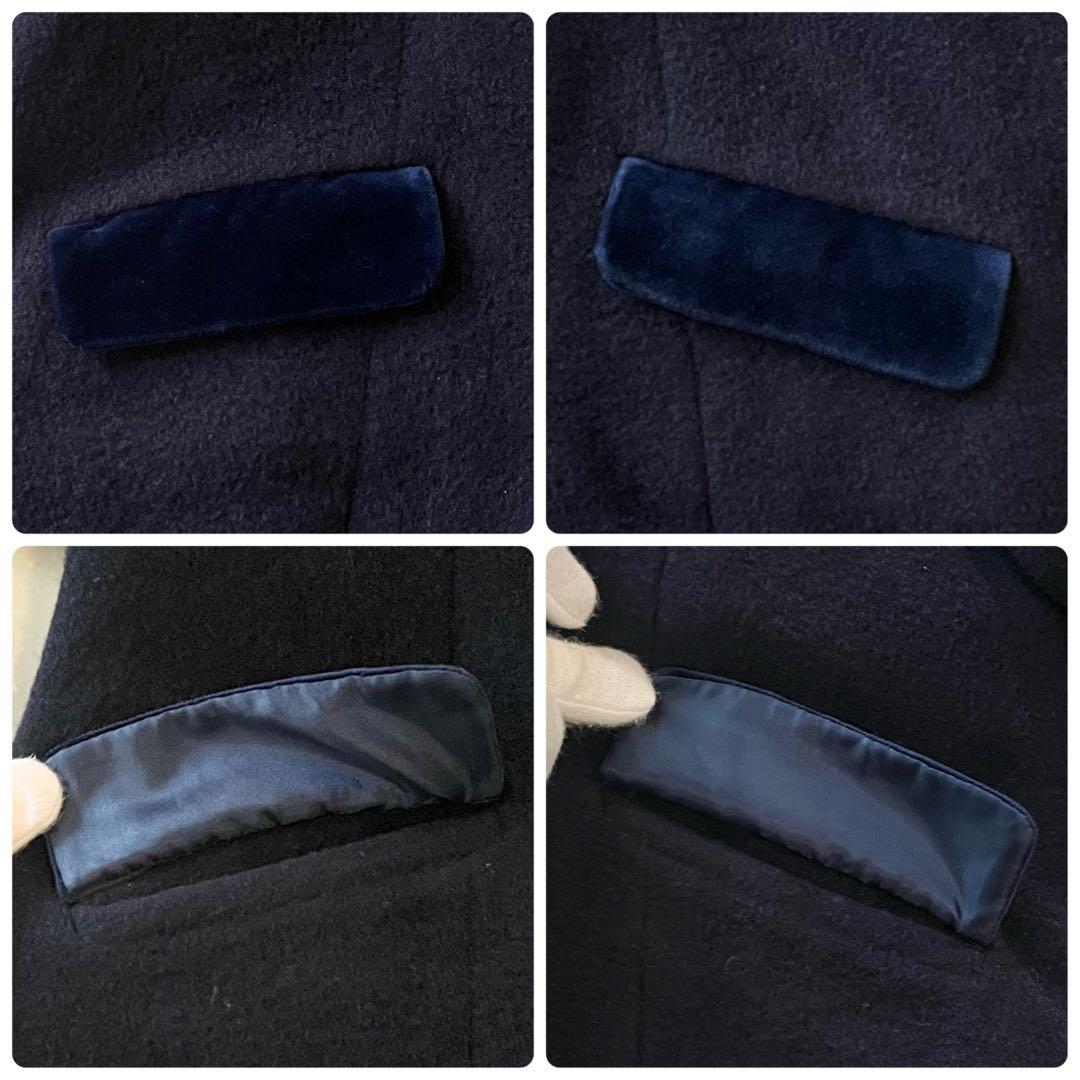 極美品☆ファミリア Aライン ウールコート 110 濃紺 金ボタン ベルベット