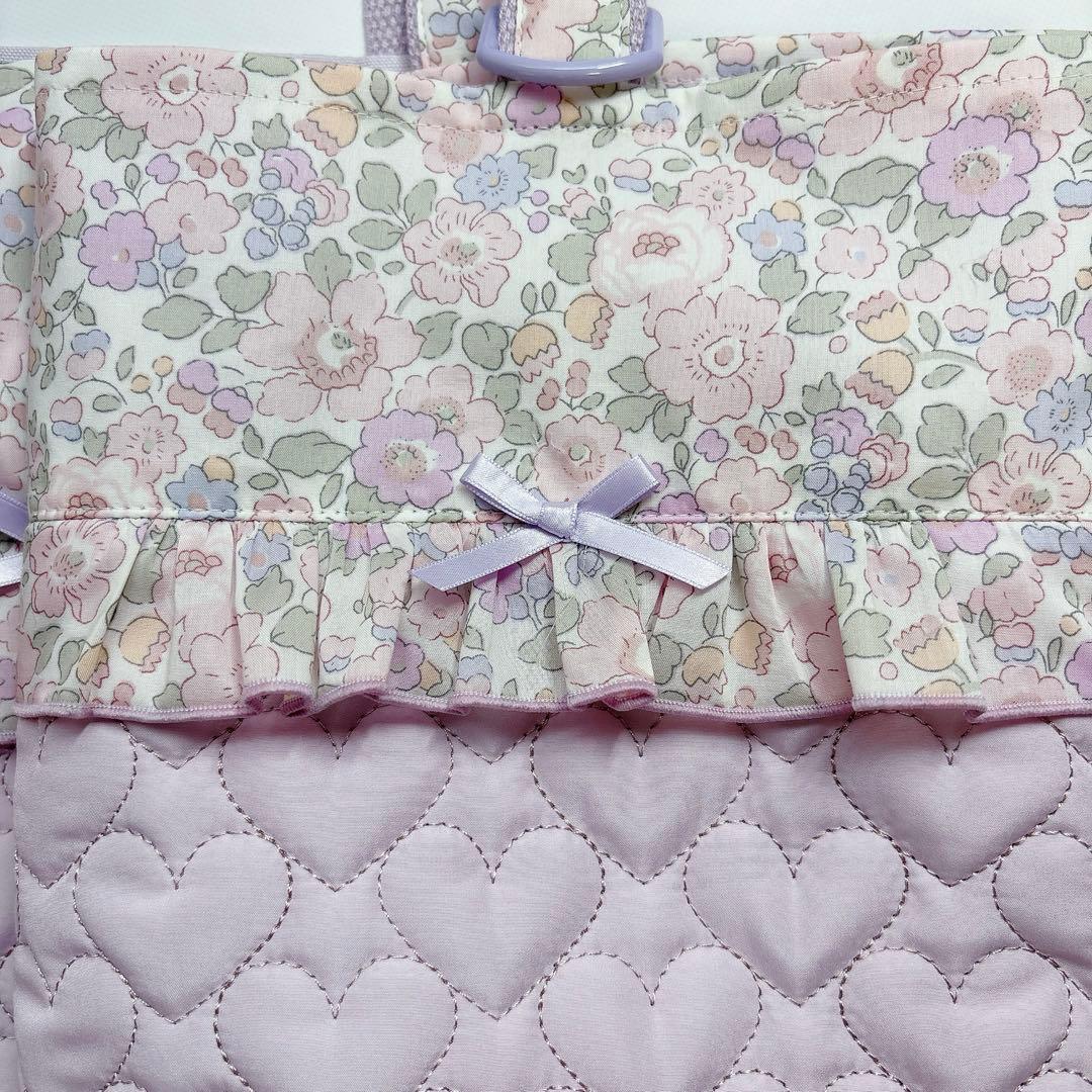 akkuaku様　ベッツィ　ハート　キルト　レッスンバッグ　ヌビ　キルト体操着袋