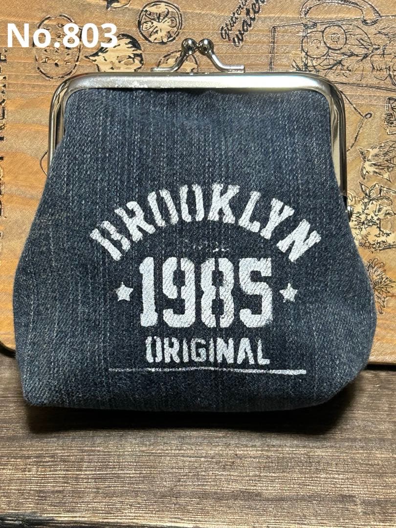 リメイクデニムステンシルがま口ちゃん　No.803