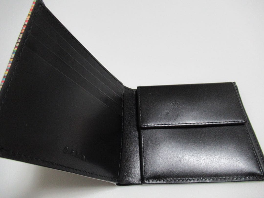 hamrab ポールスミス 新品訳あり！シグネチャーストライプ牛革財布 黒