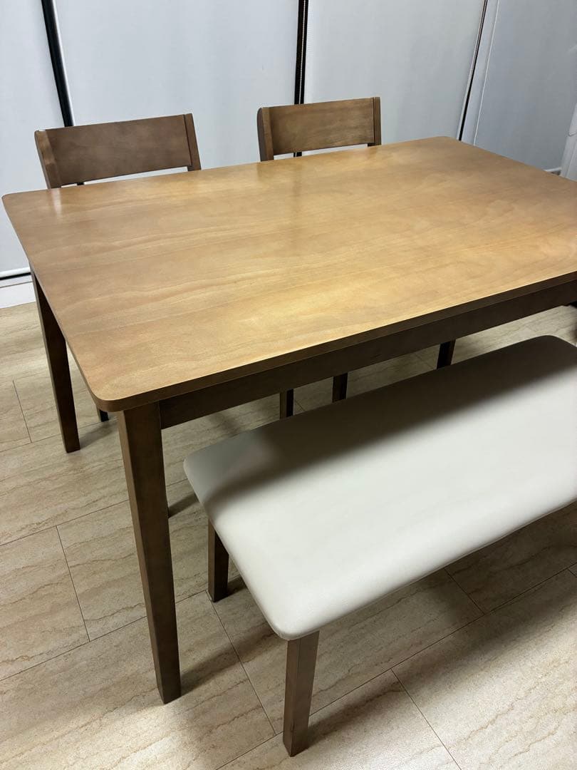 【直接取引】ニトリ　ダイニングテーブルセット(チェア2脚、ベンチ)