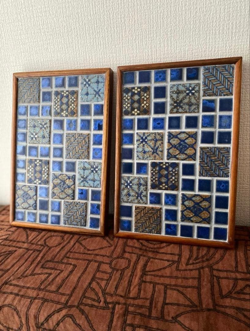 古道具　手仕事 タイルトレイ　 タイルトレー 2枚セット