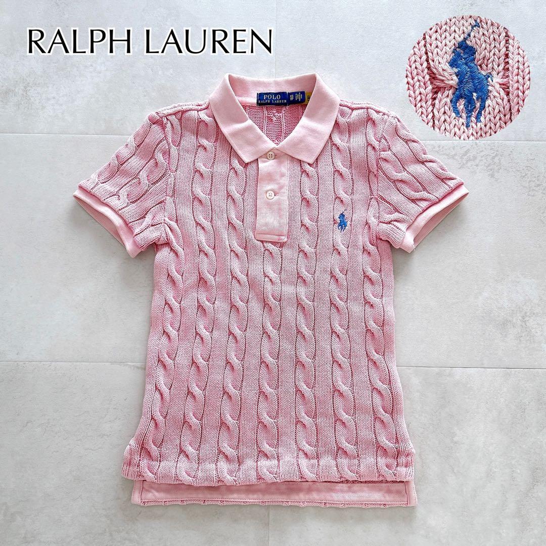 現行✨人気　ポロラルフローレンケーブルニットポロシャツピンクポニー刺繍希少サイズ