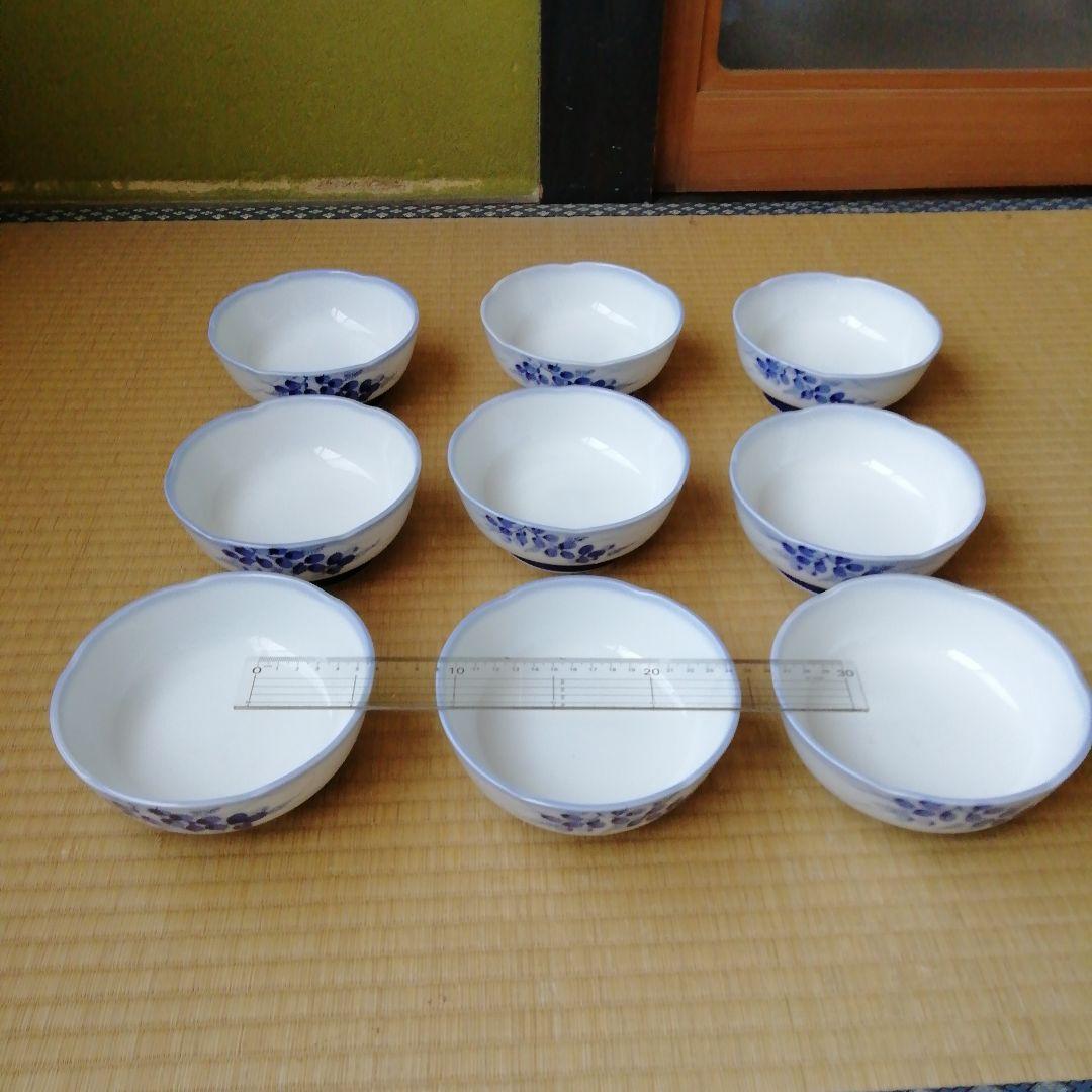 白青花柄陶磁器食器99枚セット