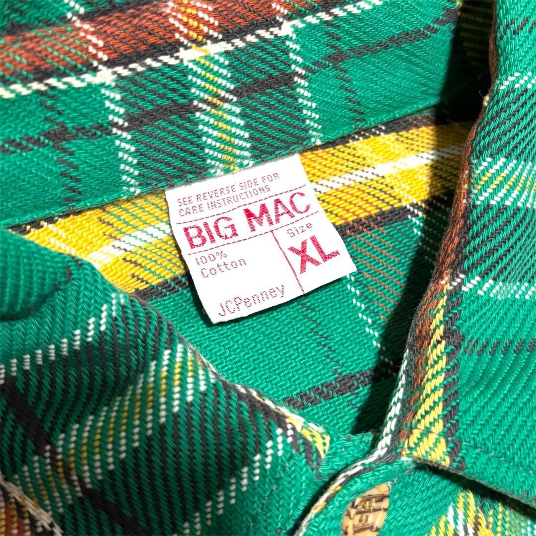 70s BIG MAC ビッグマック ネルシャツ 単色タグ ヘビネル XL