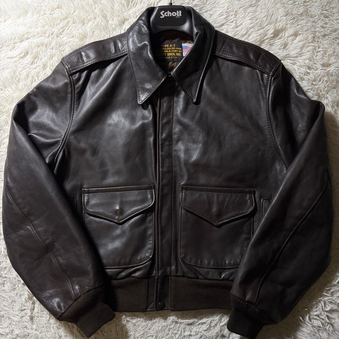 美品■schott フライトジャケット　A-2 131 ブラウン　本革　42