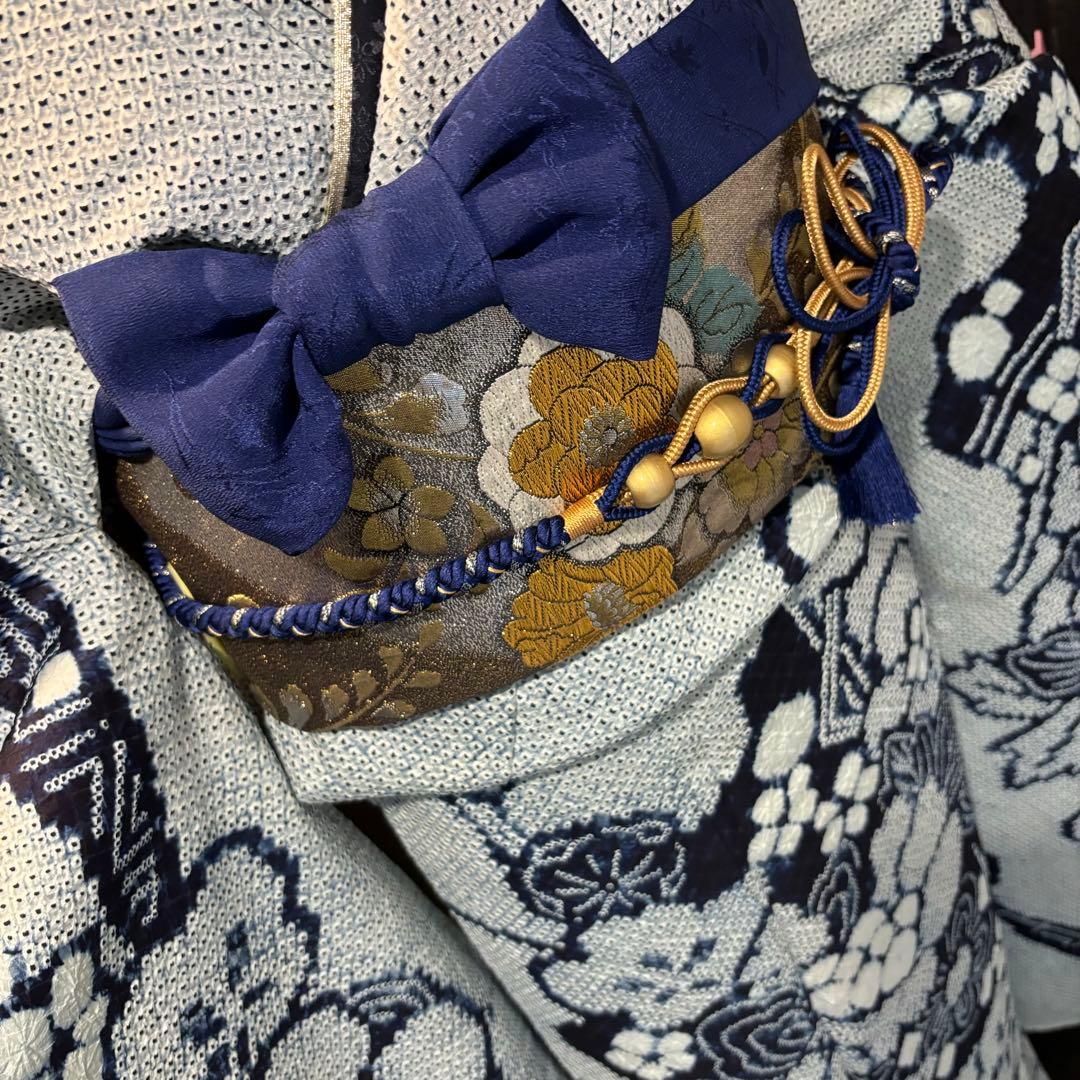 人間国宝　最高級　作家物　藍染　証紙　本疋田　総絞り　振袖　フルセット 振り袖