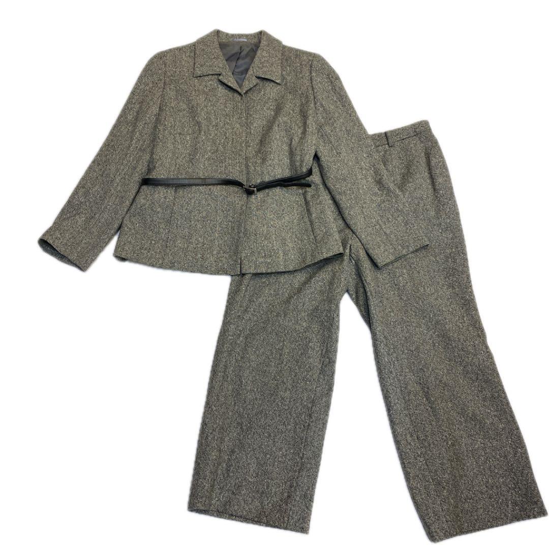 5245 美品 バーバリーロンドン レディース パンツスーツ 15 ベルト付き