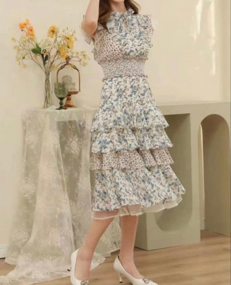 GINZA COUTURE 花柄ノースリーブワンピースサイズ②