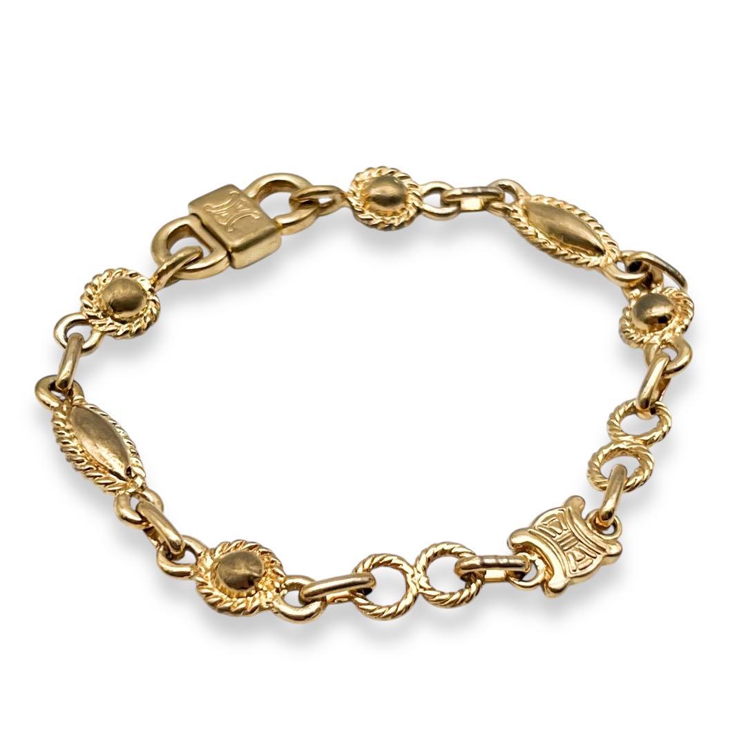 【美品】セリーヌ　トリオンフ　チェーン　ブレスレット　ゴールド　541