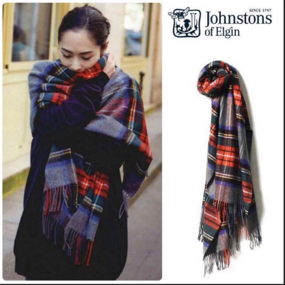美品Johnstons of Elgin グレースチュワート大判カシヤストール