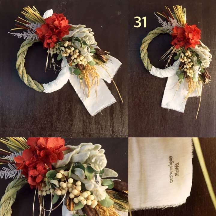 31.自家栽培ドライフラワー含む しめ飾りしめ縄 スワッグ