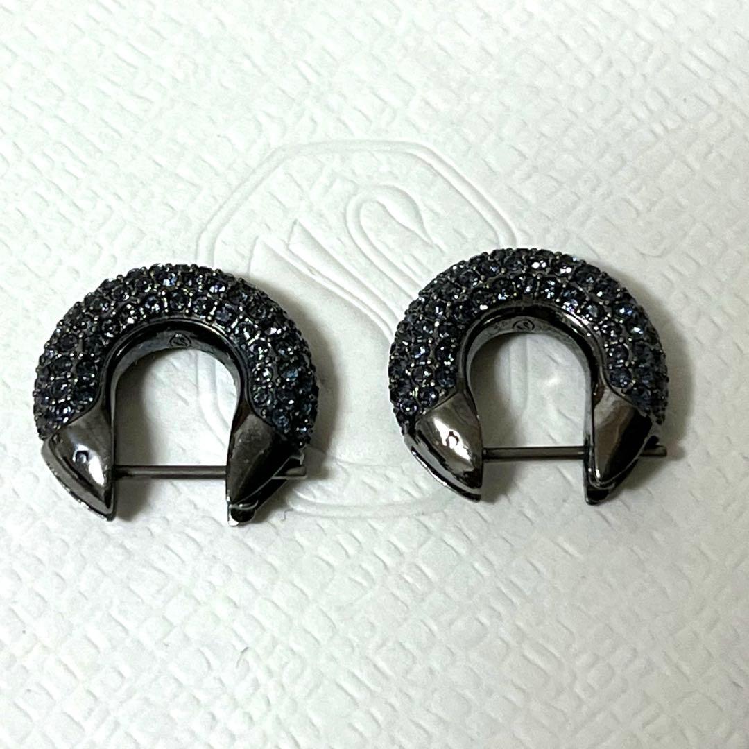 スワロフスキー　ピアス　Dextera ブラック　フープ　正規品　極美品　箱付