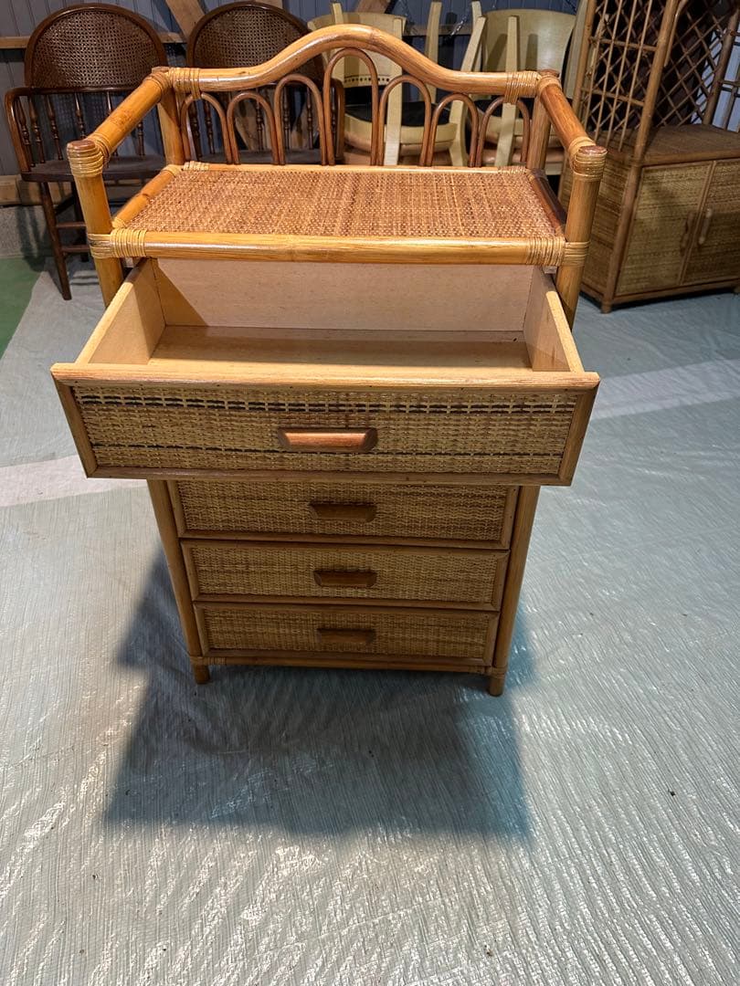 ラタン製 5段引き出し収納