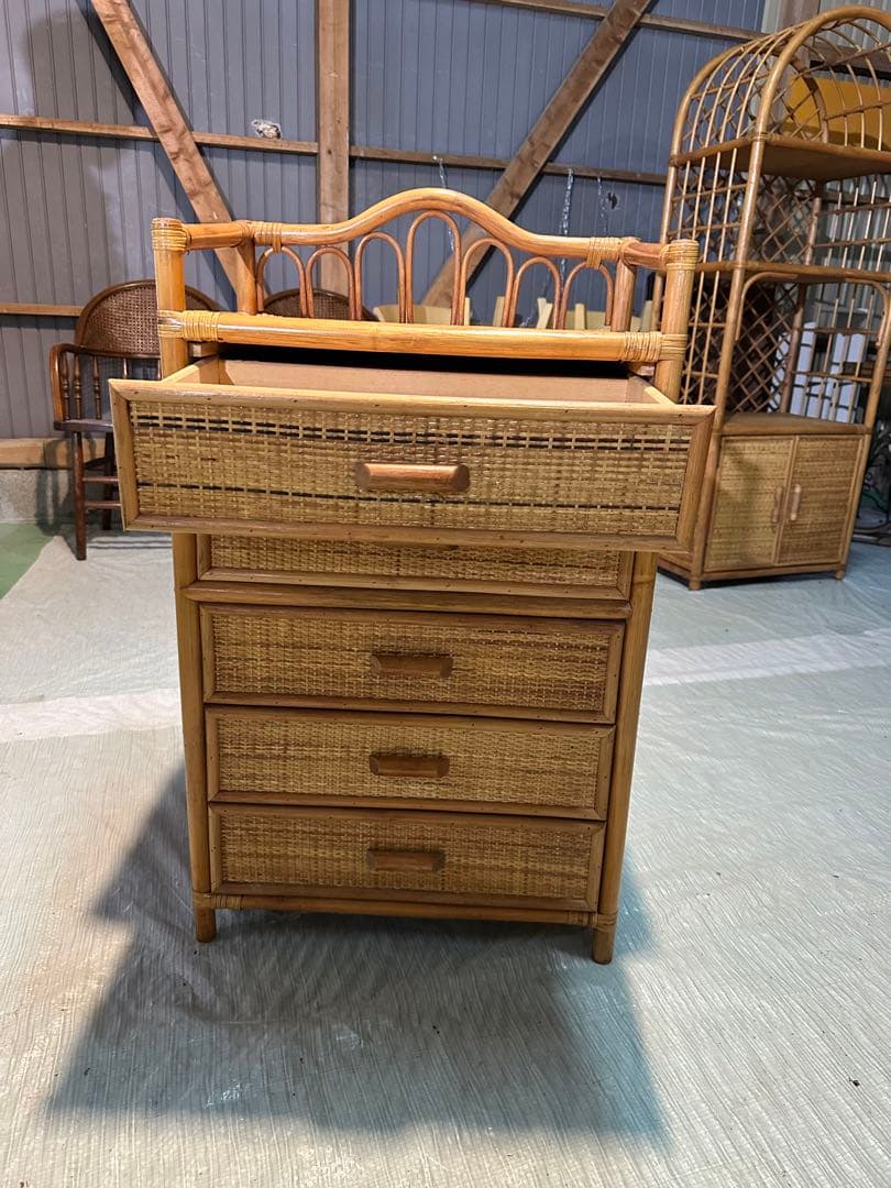 ラタン製 5段引き出し収納