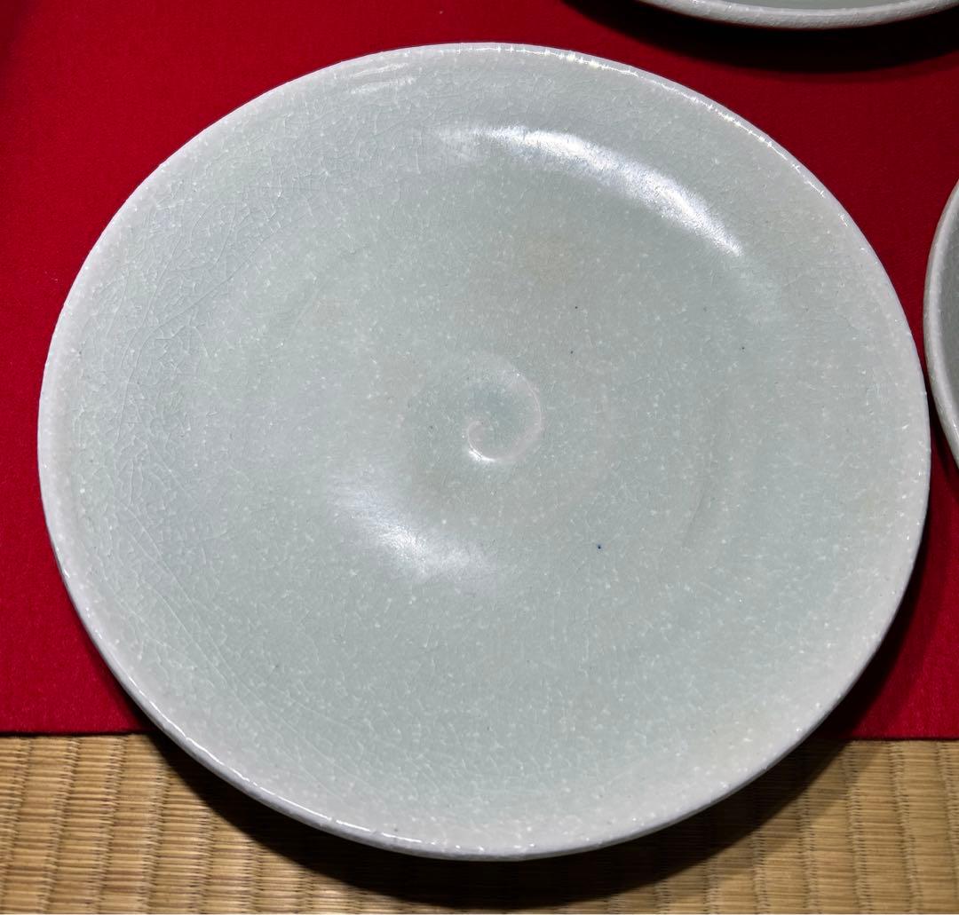 青白磁プレート　笠取　士半窯　荒木義隆　5客セット