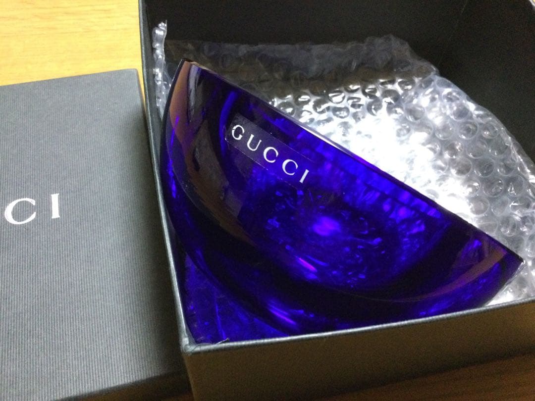 GUCCI  ベネチアン　ガラス／クリスタル　飾りボウル？　濃いブルー　希少