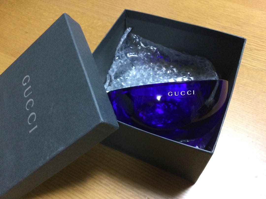 GUCCI  ベネチアン　ガラス／クリスタル　飾りボウル？　濃いブルー　希少