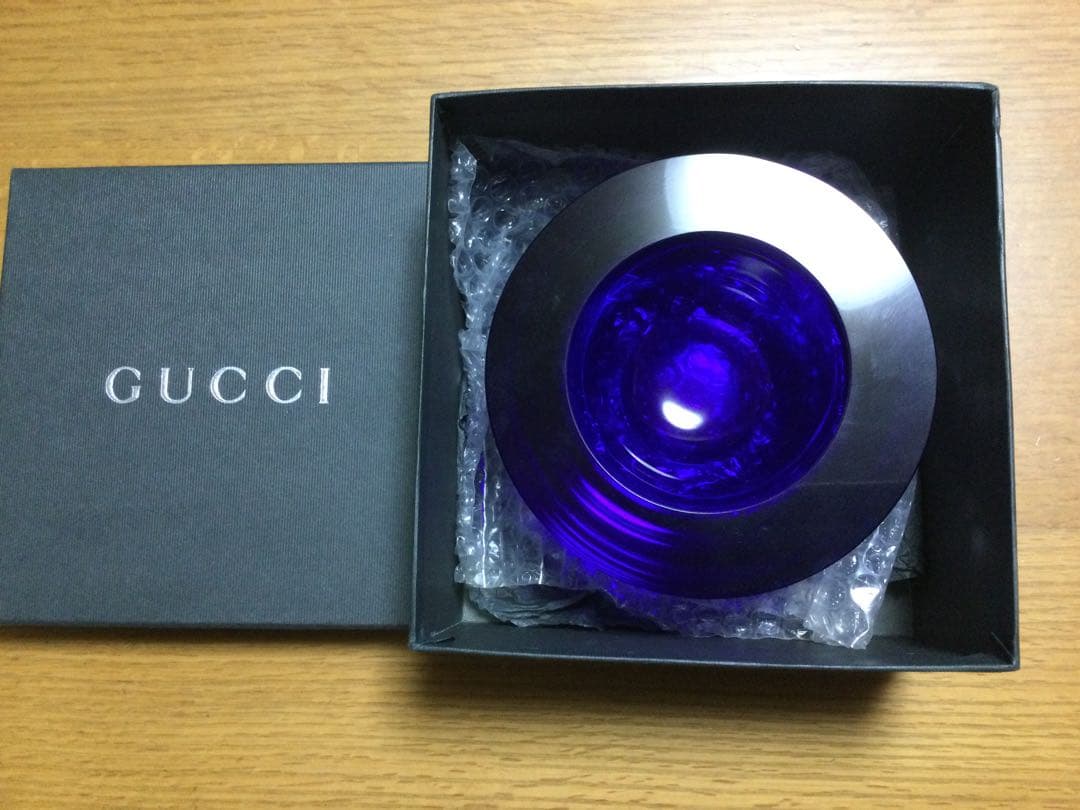 GUCCI  ベネチアン　ガラス／クリスタル　飾りボウル？　濃いブルー　希少