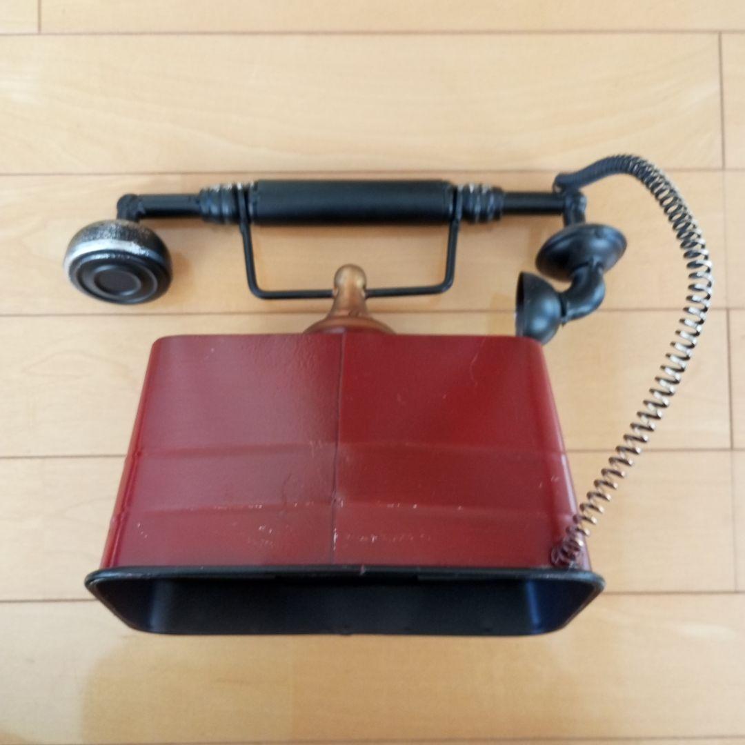レトロ　電話型置時計 赤黒