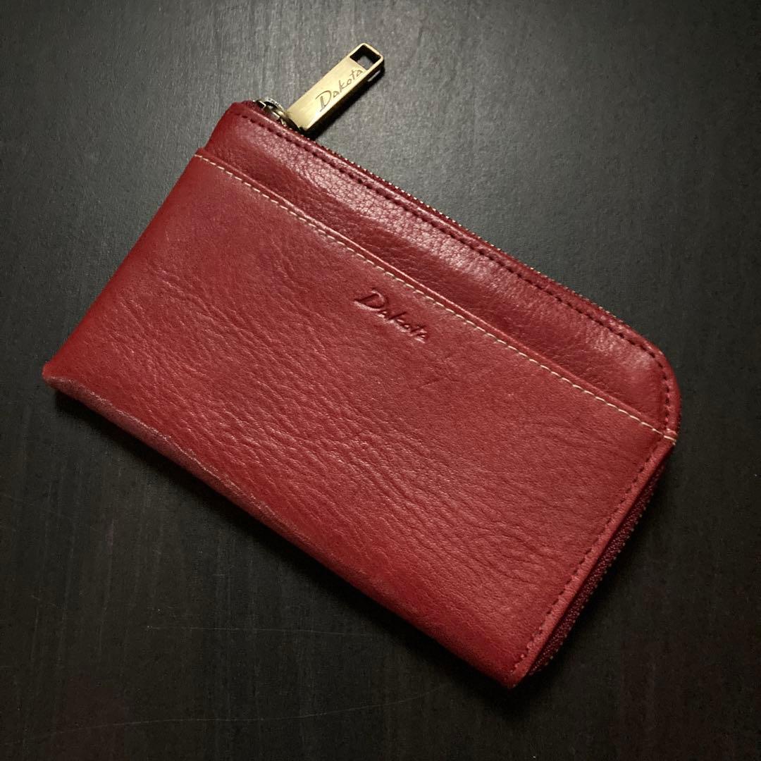 未使用 Dakota ラルゴ 財布 ミニ財布 L字ファスナー 本革 レッド