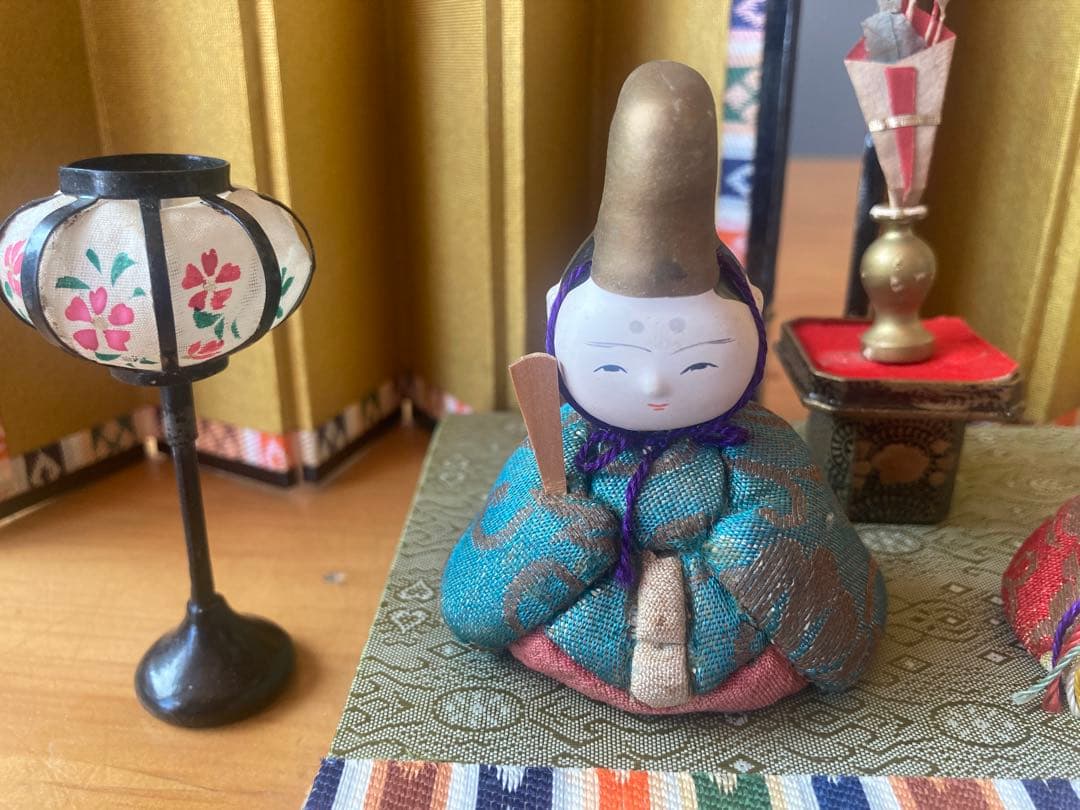 アンティーク小さい木目込み雛人形セット　蔵出し