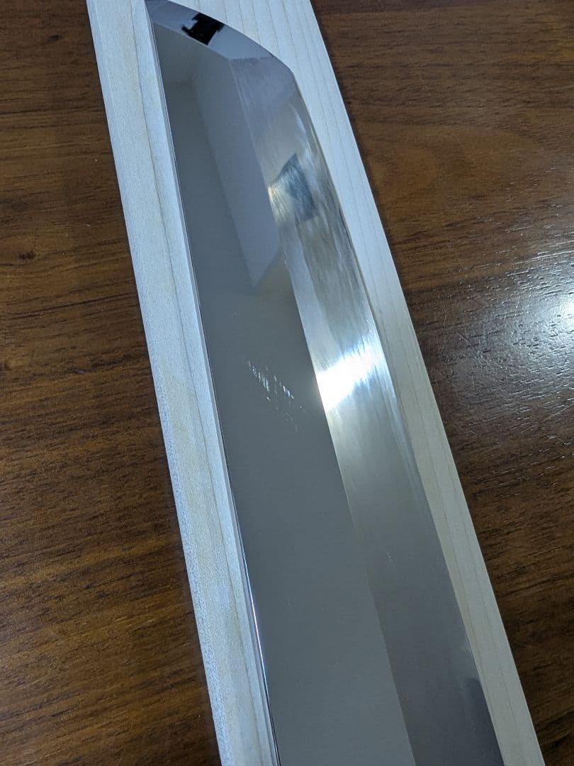 骨切り（鱧切り）包丁　尺寸　全鋼　両鏡面　黒水牛八角黒檀柄