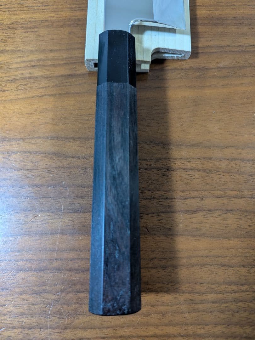 骨切り（鱧切り）包丁　尺寸　全鋼　両鏡面　黒水牛八角黒檀柄