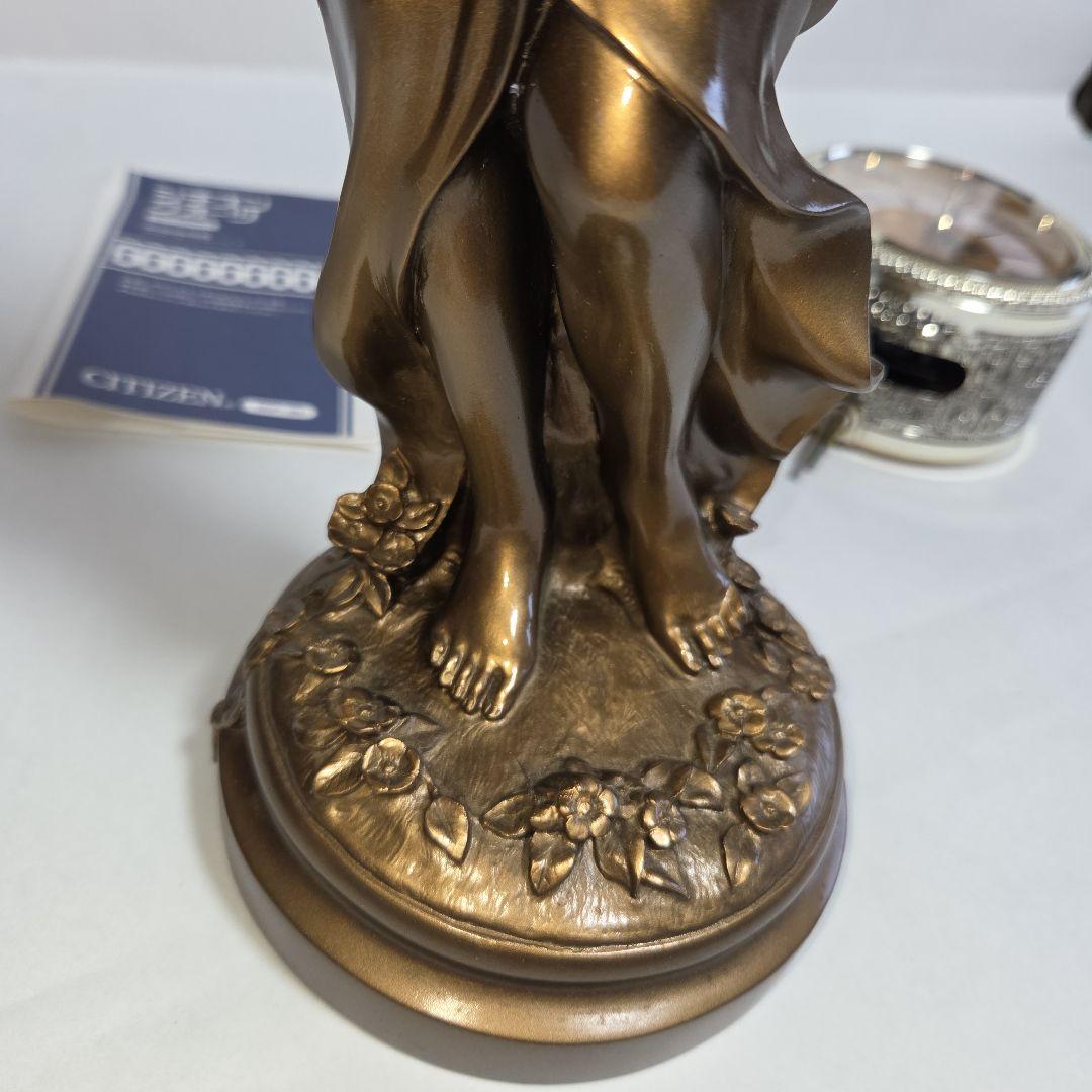 ■ 美品 シチズン 慈悲の女神 振り子時計 女神像 金色イブシ仕上 レトロ