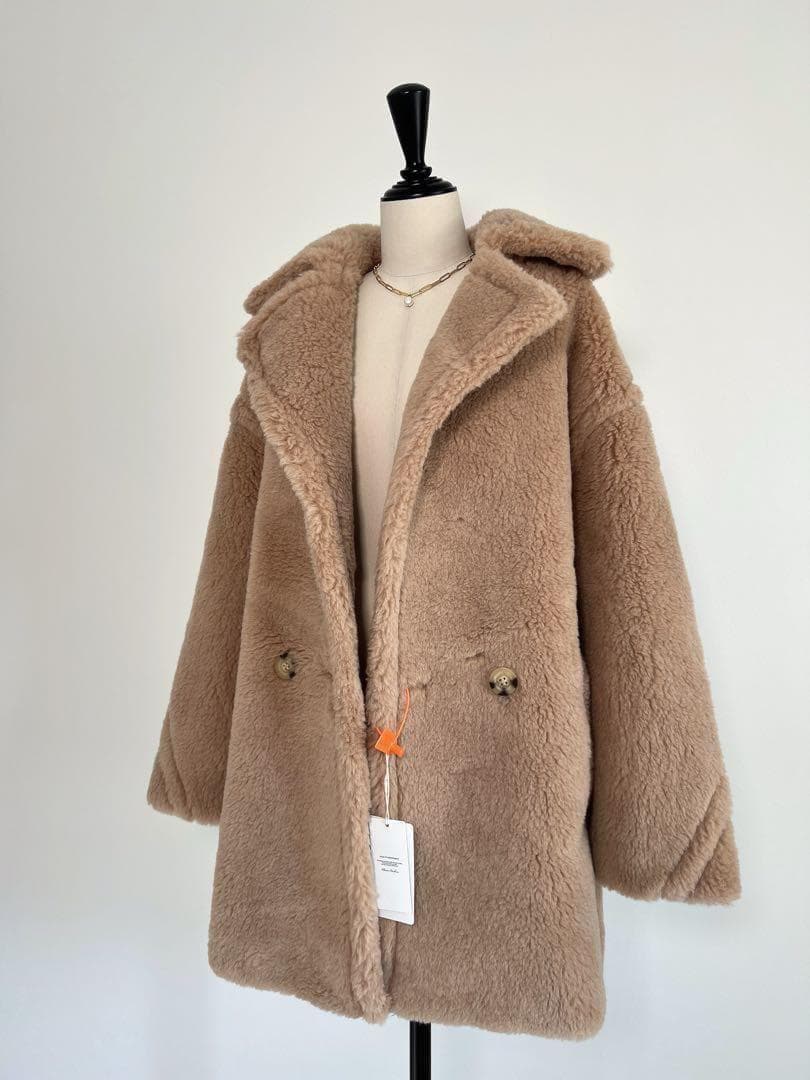 新品未使用 ベアミディアム丈 テディコート ミルクティーベージュ
