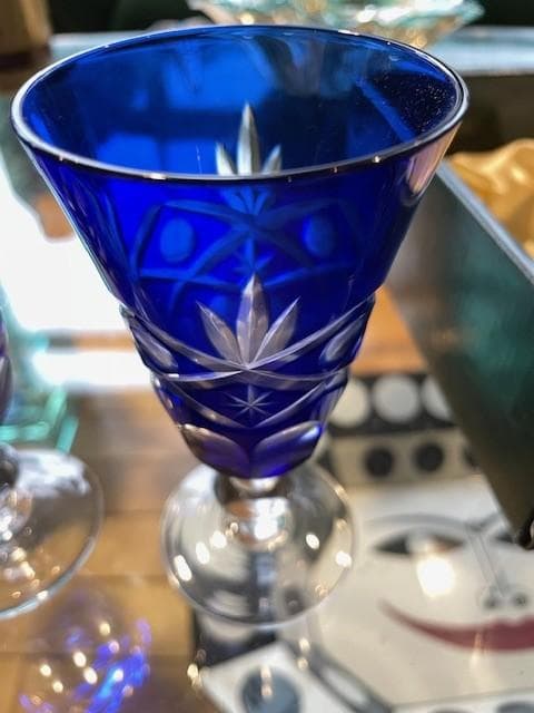 コバルトブルー カットガラス グラス 2個セット