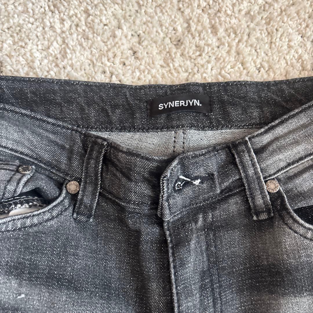 パンツ SYNERJYN CAT WASHING DENIM PANTS BLACK M