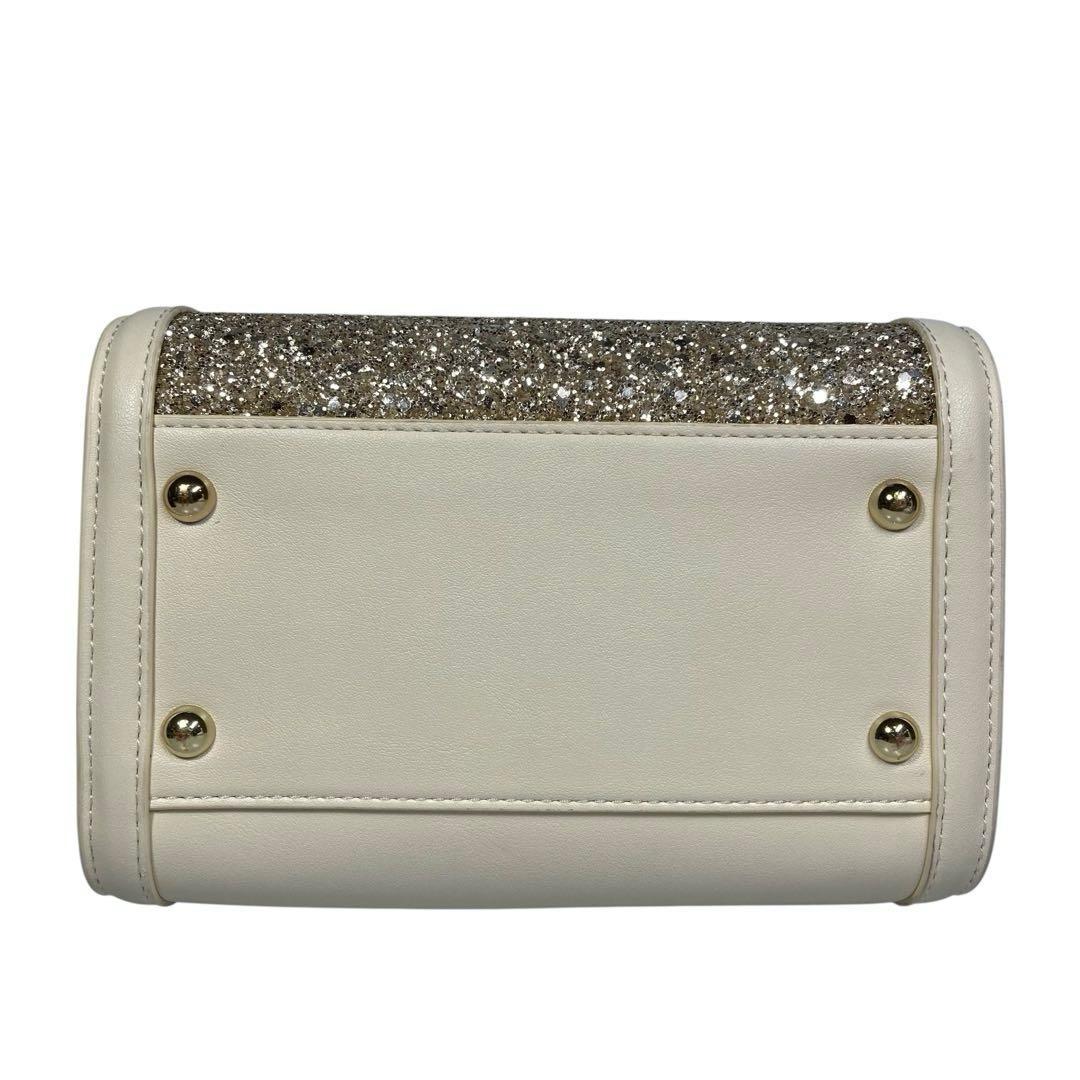 現行 美品 DIANA 2way ミニボストン バッグ グリッター アイボリー