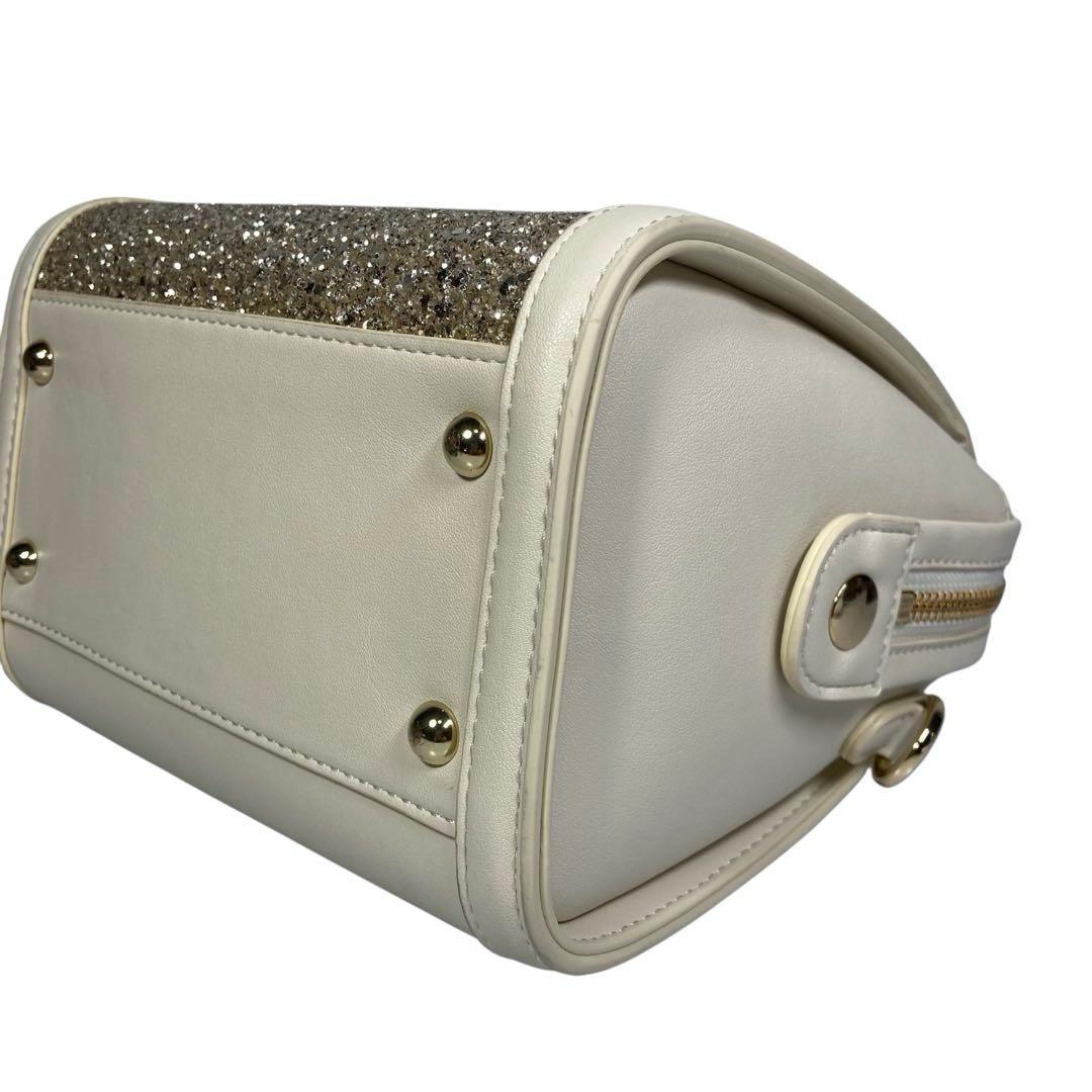 現行 美品 DIANA 2way ミニボストン バッグ グリッター アイボリー