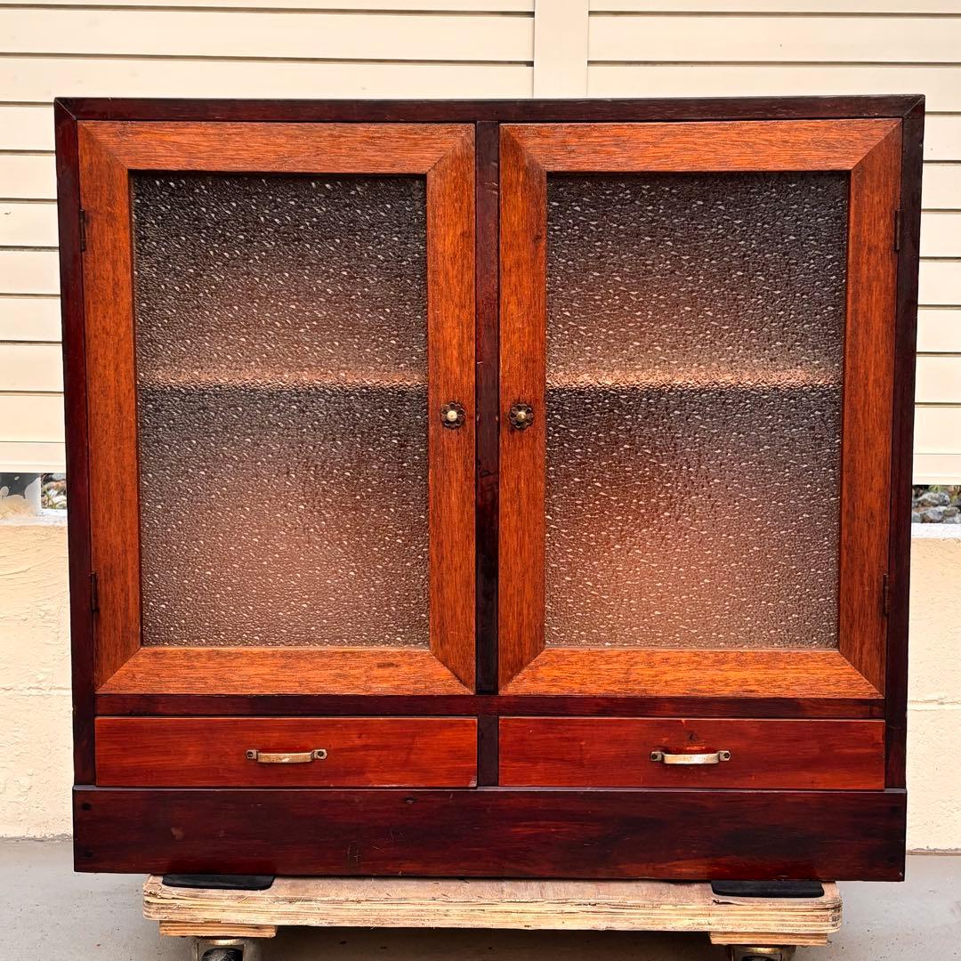 昭和レトロ■収納箪笥　ゆらゆらガラス