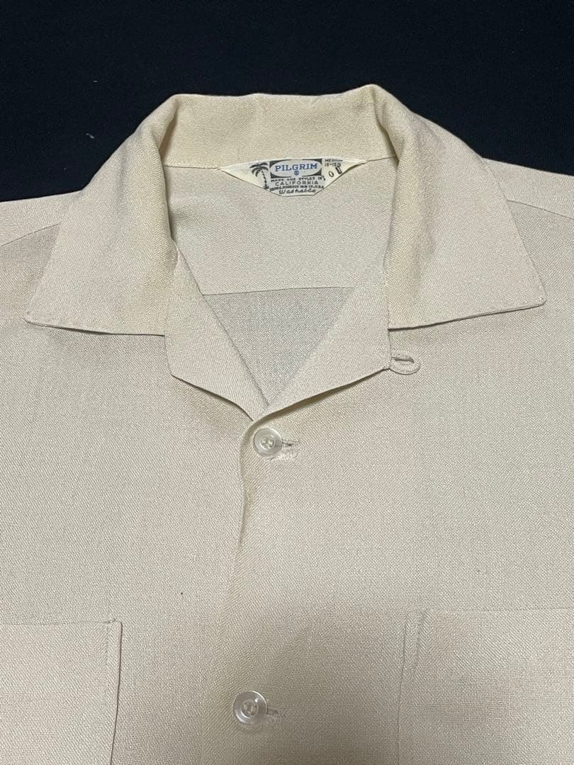50's PILGRIM生成りレーヨンシャツ