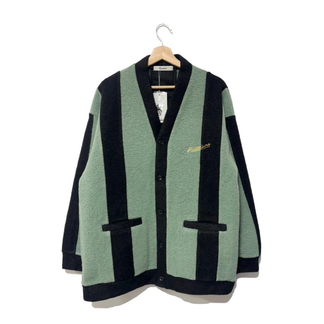 新品 ラッセルノ ゴルフ ワイド ストライプ カーディガン ミント XL 6