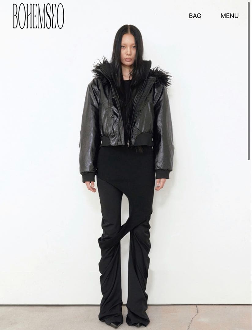 ジャケット・アウター BOHEMSEO LEATHER FUR HOOD JUMPER