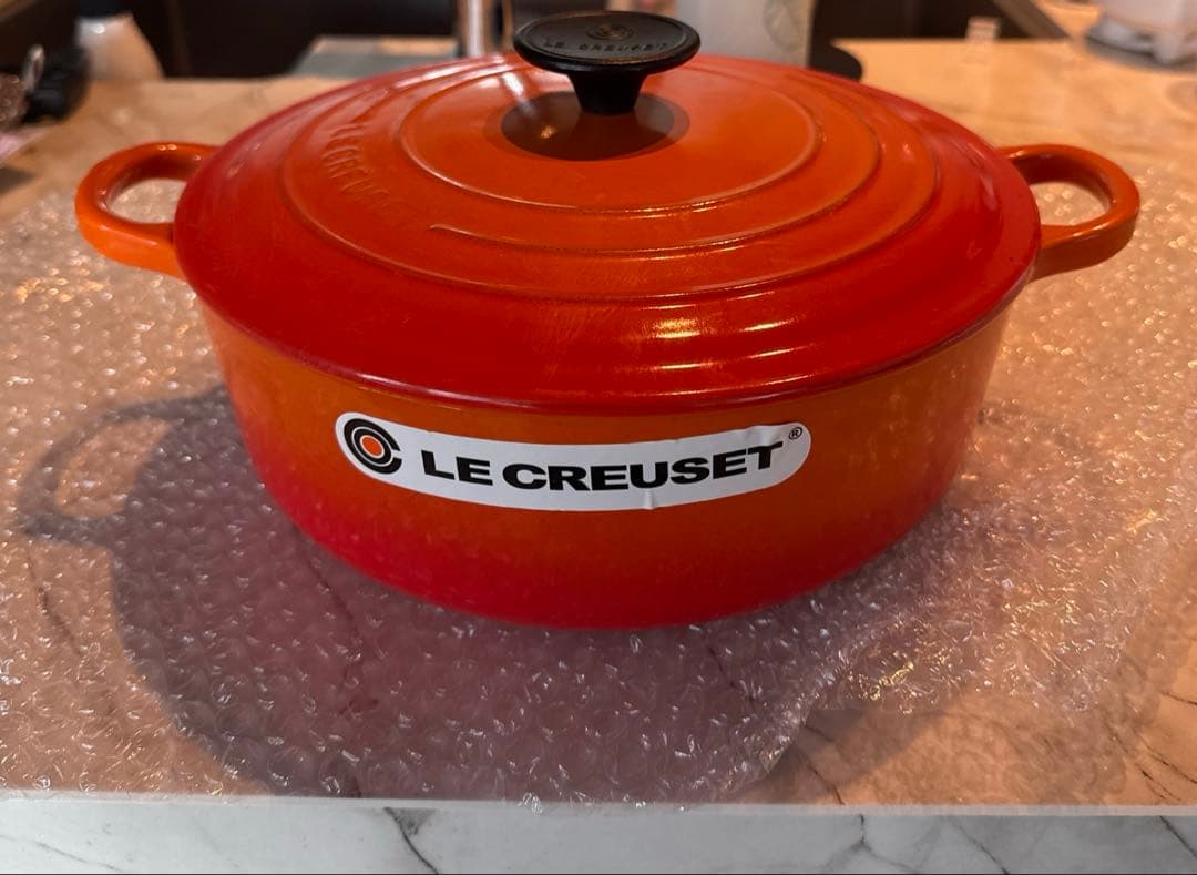 LE CREUSET ル・クルーゼ オレンジ 鋳鉄製 両手鍋 24cm