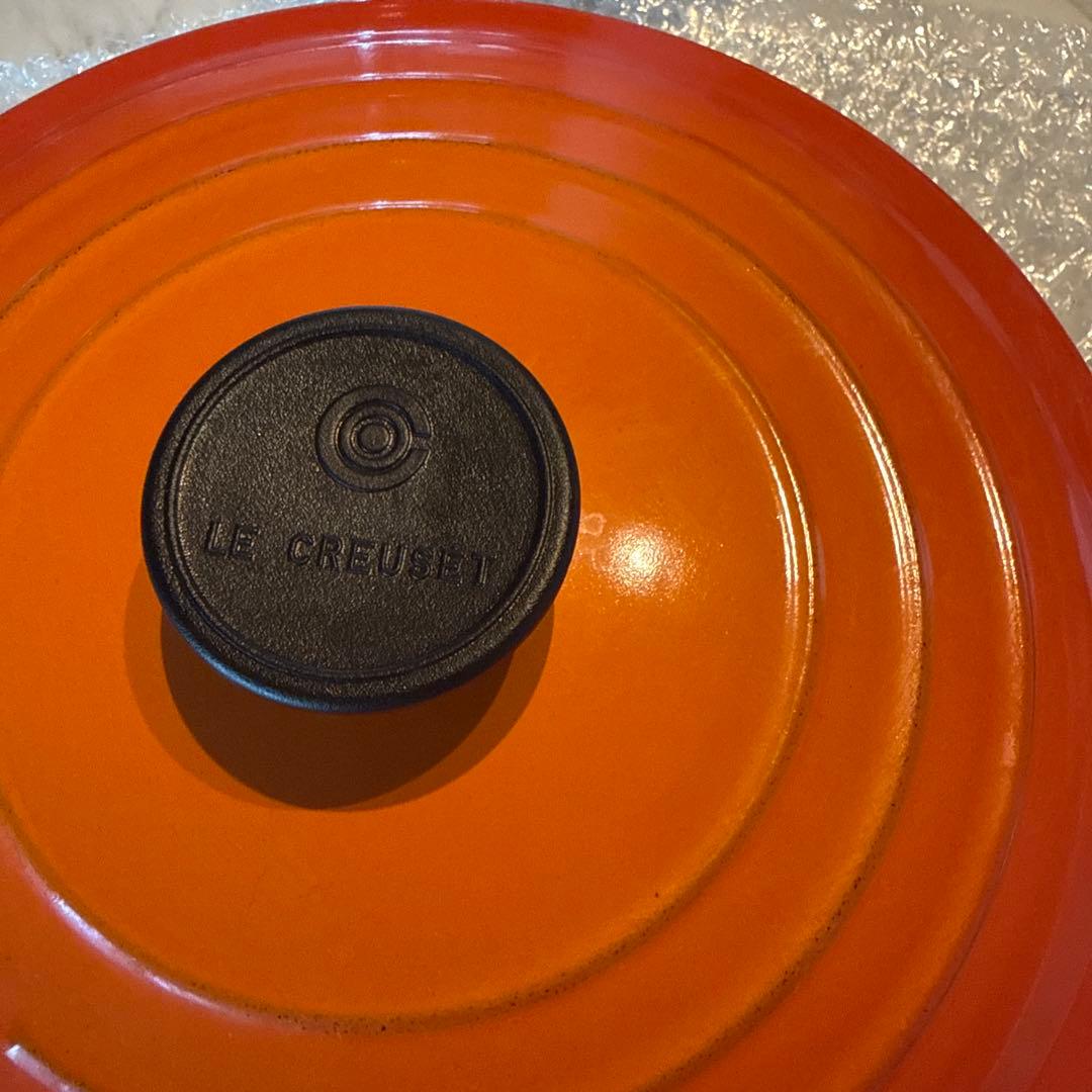 LE CREUSET ル・クルーゼ オレンジ 鋳鉄製 両手鍋 24cm