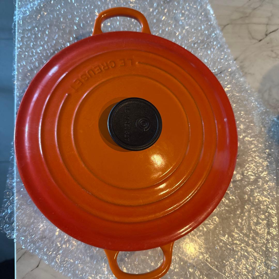 LE CREUSET ル・クルーゼ オレンジ 鋳鉄製 両手鍋 24cm