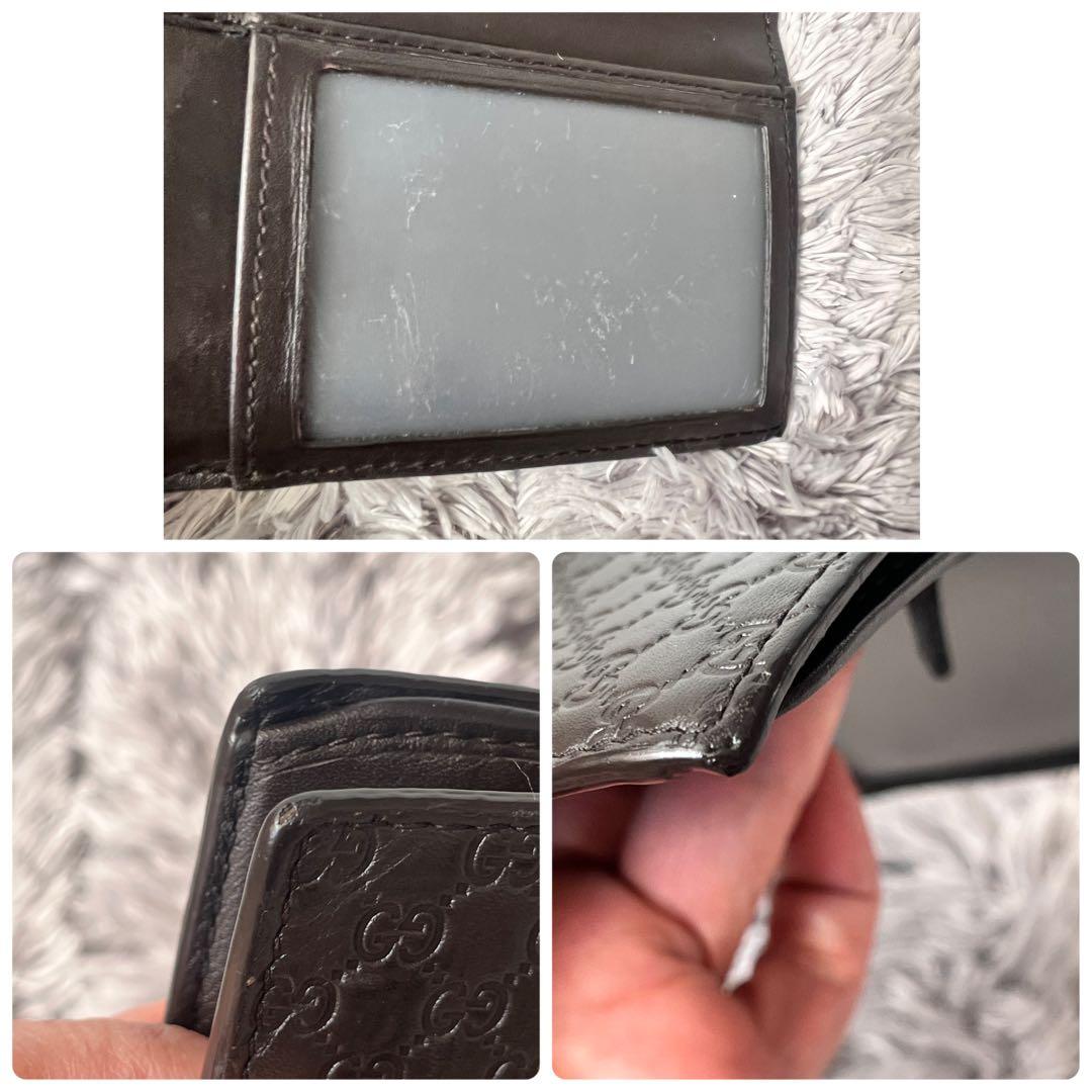 美品✨GUCCI マイクロシマ　折り財布　軽量　ダークブラウン　メンズ