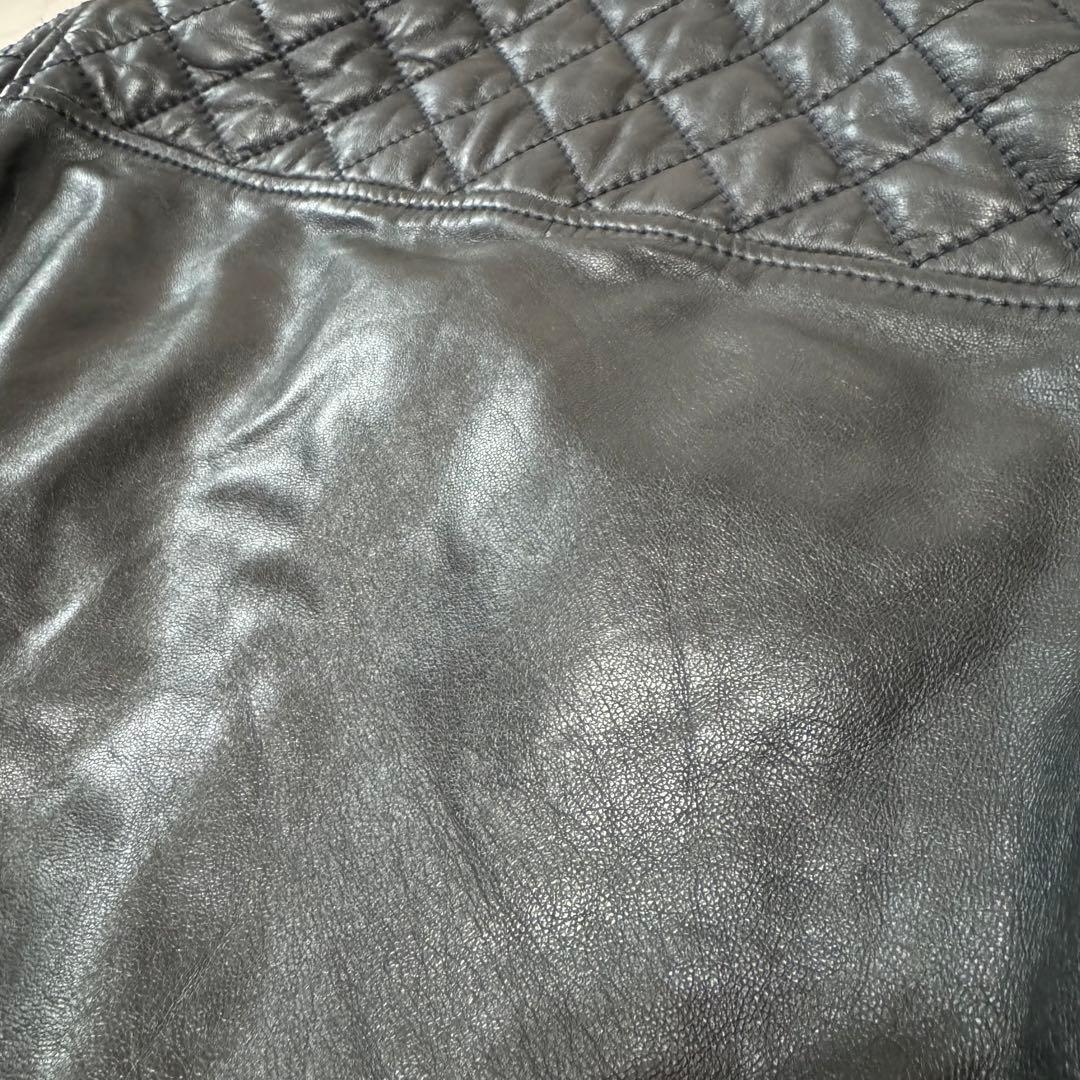 未使用タグ付 DSQUARED2 ラムレザー ライダース シングル バイカラー