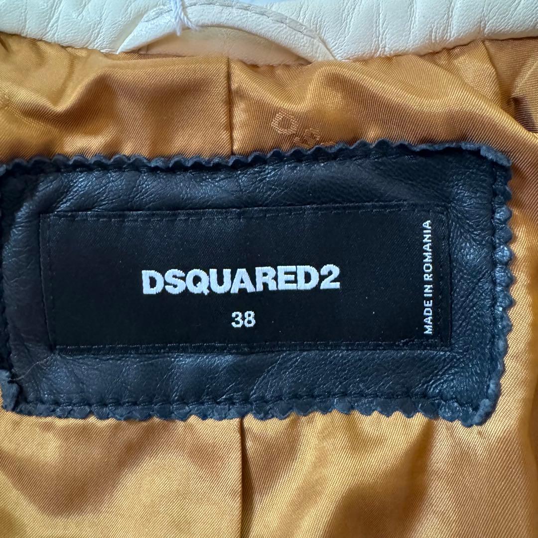 未使用タグ付 DSQUARED2 ラムレザー ライダース シングル バイカラー
