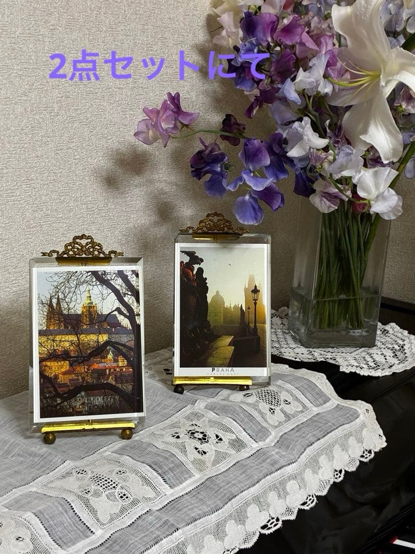 フランスヴィンテージ　ガラス　フォトスタンド