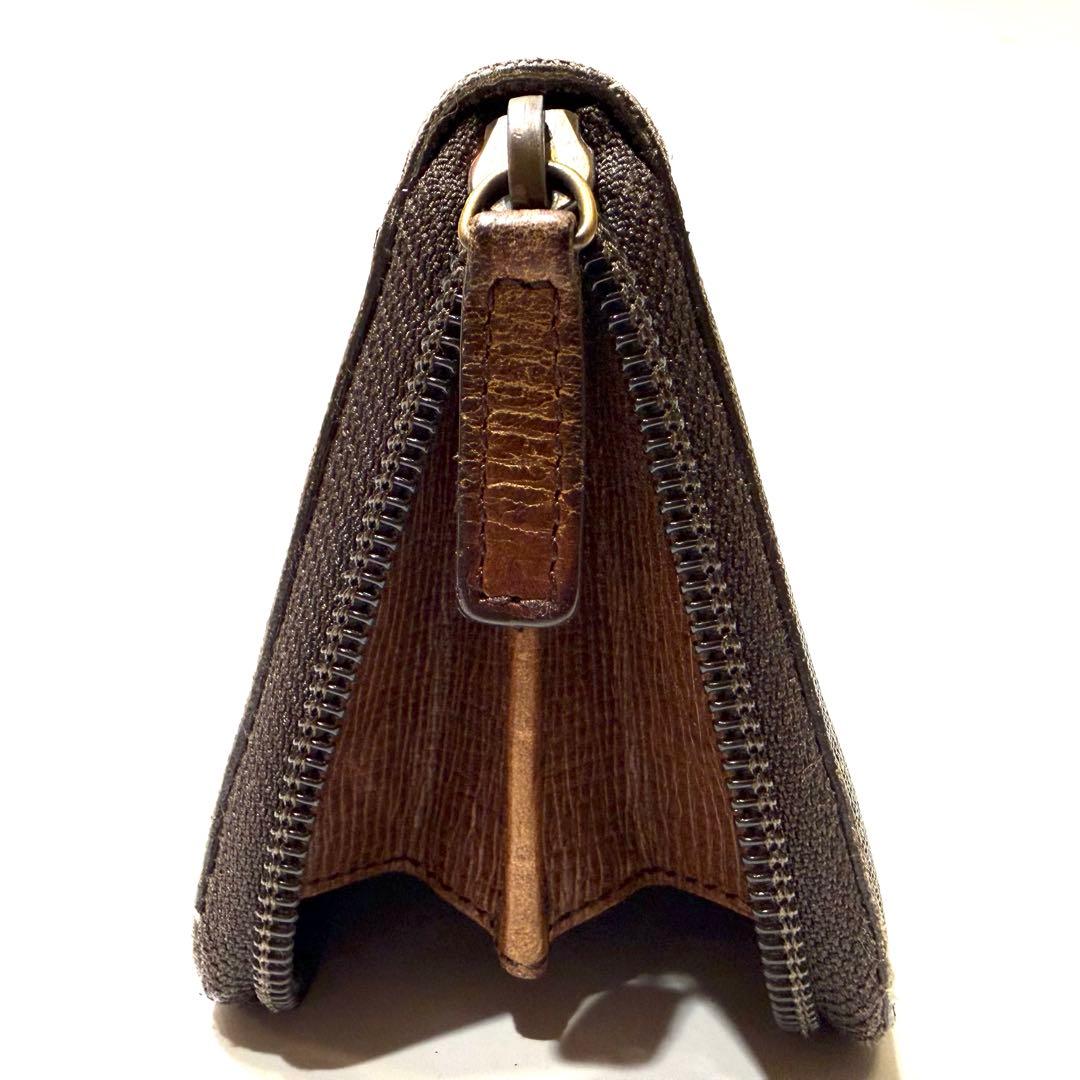 美品☆FENDI ラウンドファスナー 長財布 ズッカ柄 PVC ブラウン