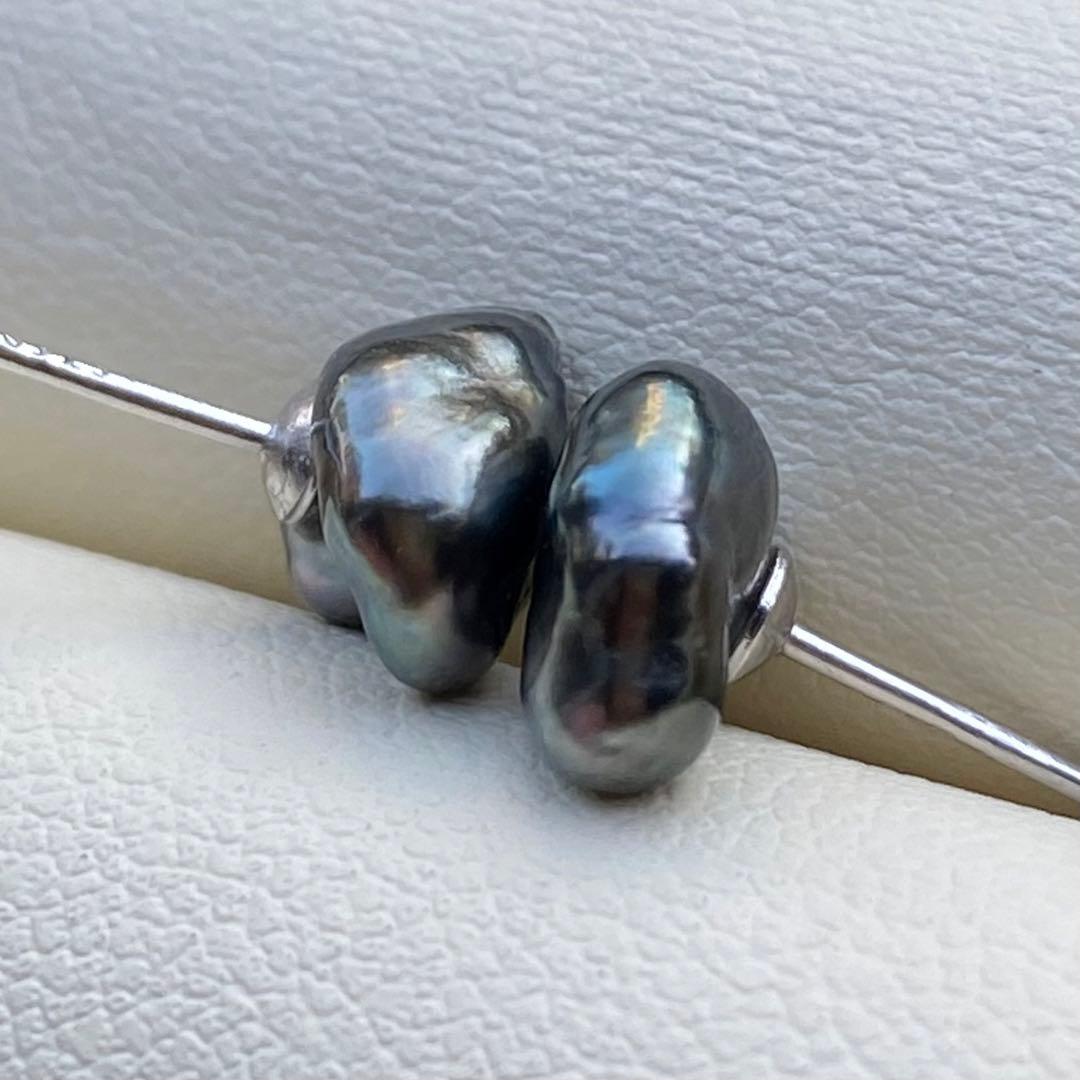 本真珠　南洋黒蝶真珠無核ケシパール直結タイプピアス　9.6mmP1205