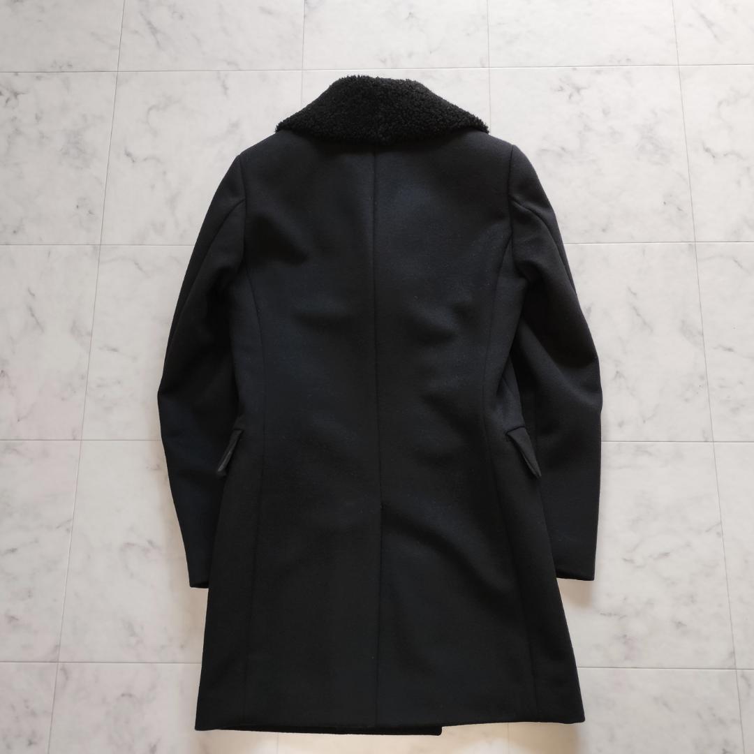 ポールスミス 12AW 深海 ムートン切替ダブルブレストチェスターコート M
