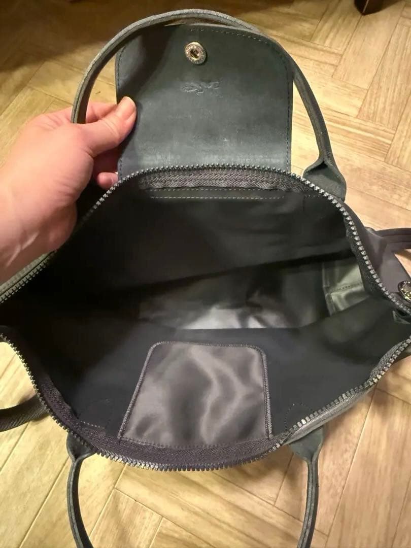 ロンシャン　グレー　舟形バックショルダーストラップ